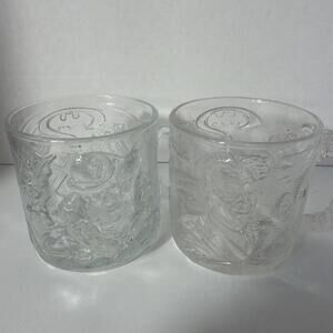 McDonald's Batman Forever Glass Mug 1995 Two Face & Riddler Image Collector Cup
